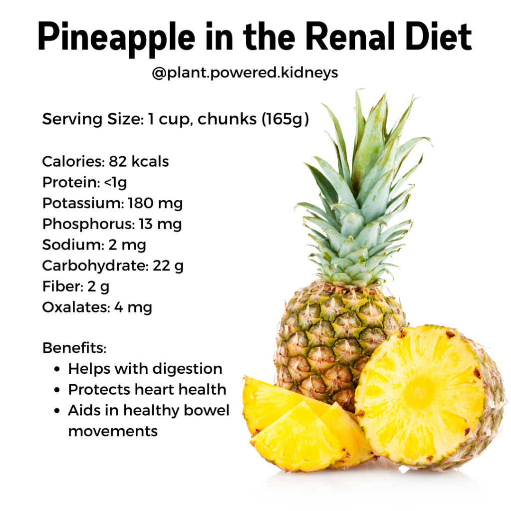 pineapple in the renal diet
(nutrition information pulled from table)