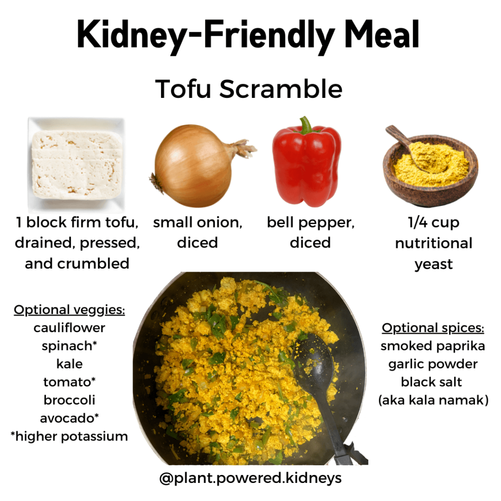 Tofu scramble kidney friendly breakfast