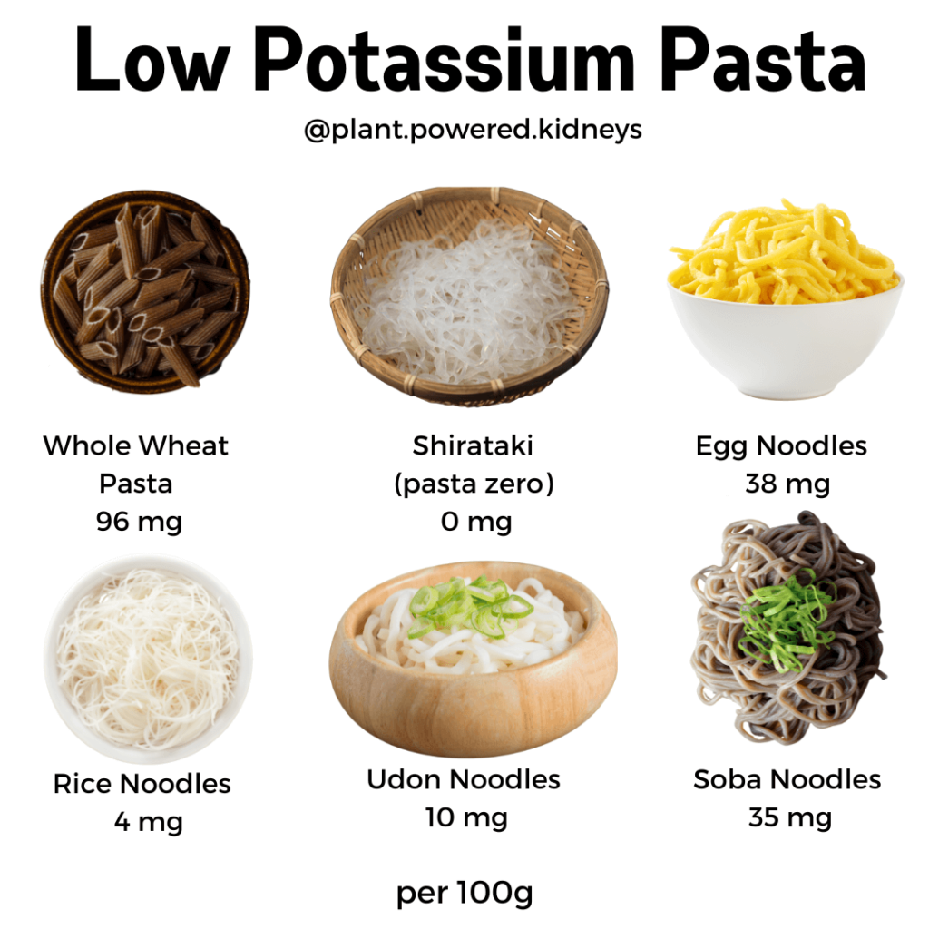 Potassium in pasta: low potassium options