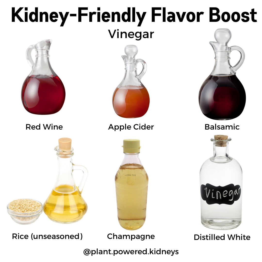 Kidney friendly vinegars