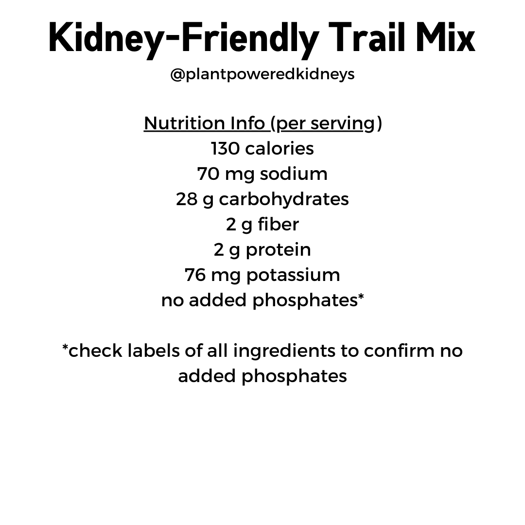 Nutrition Info (per serving)
130 calories
70 mg sodium
28 g carbohydrates
2 g fiber
2 g protein
76 mg potassium
no added phosphates*

*check labels of all ingredients to confirm no added phosphates
